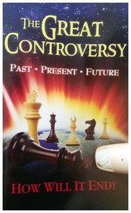 The Great Controversy book, with bonus shot of my injured thumb.